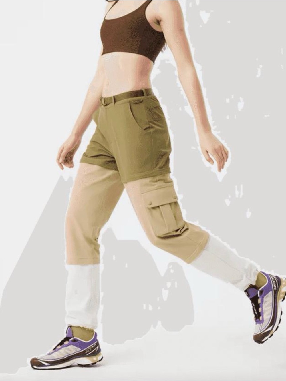 Outdoor Voices RecTrek Zip-Off Convertible Cargo Hiking Pants Olive Women L NWT